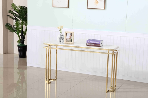 Tabela de console de aço inoxidável superior de mármore luxuosa da sala de visitas do canto do corredor da base decorativa