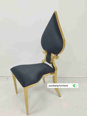 Cadeira de casamento de ouro de luxo empilhável almofada branca