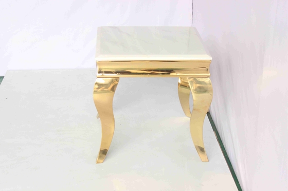 Quadro de aço inoxidável da tabela 201 de mármore artificiais do canto da tabela da extremidade superior de chapeamento de ouro
