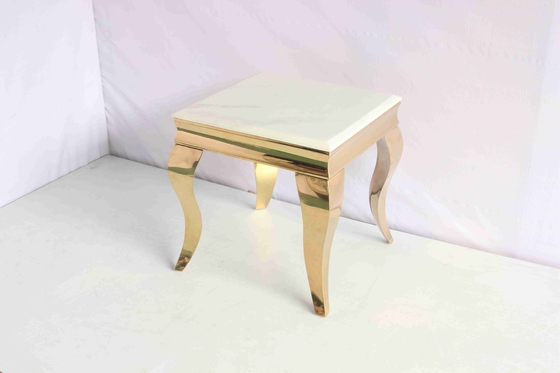 Quadro de aço inoxidável da tabela 201 de mármore artificiais do canto da tabela da extremidade superior de chapeamento de ouro
