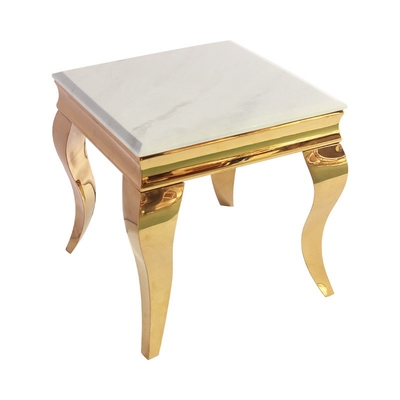 Quadro de aço inoxidável da tabela 201 de mármore artificiais do canto da tabela da extremidade superior de chapeamento de ouro