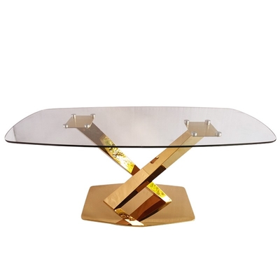 Grupo luxuoso da mesa de jantar da tabela de mármore moderna de aço inoxidável da sala de jantar do quadro