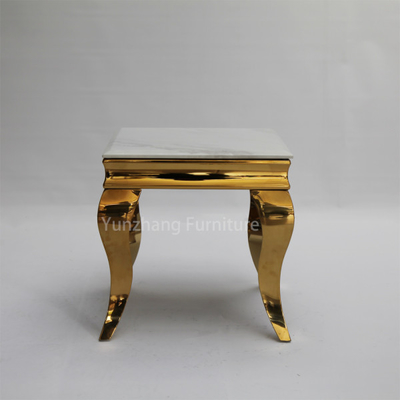 Risco de mármore branco Sofa Decorated Table resistente da tabela da base do metal do ouro