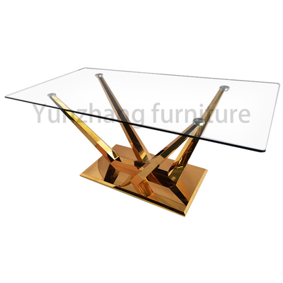 Base SS201 dourada da mesa de jantar de vidro clara original para o uso da família
