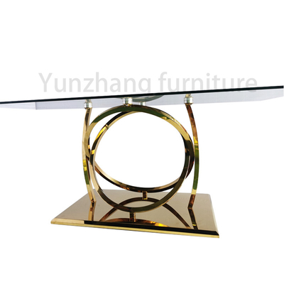 A mesa de jantar de vidro do espaço livre da mobília de Yunzoon espelhou a base de prata dos SS 201 do revestimento
