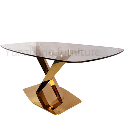 Mesas de jantar modernas luxuosas elegantes com revestimento lustroso superior de vidro