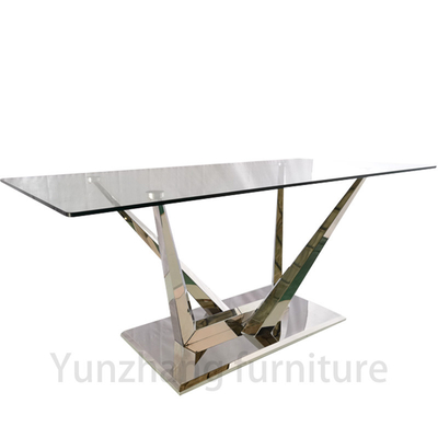 Mesa de jantar de luxo com base prateada