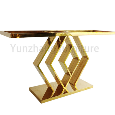 Mobília Tabletop da sala de visitas das mesas de jantar do mármore dourado da base do rombo