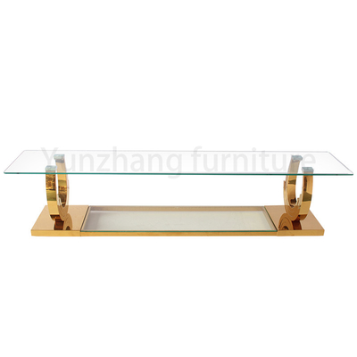 A mesa de centro retangular arquiva o estilo simples de vidro transparente