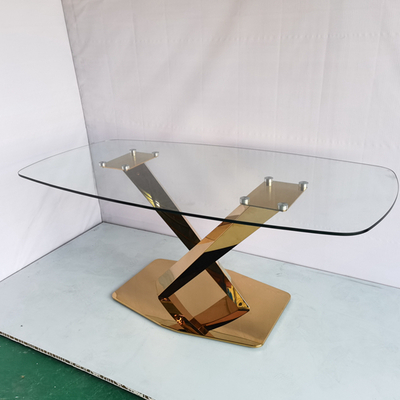 Mesas de jantar modernas luxuosas elegantes com revestimento lustroso superior de vidro