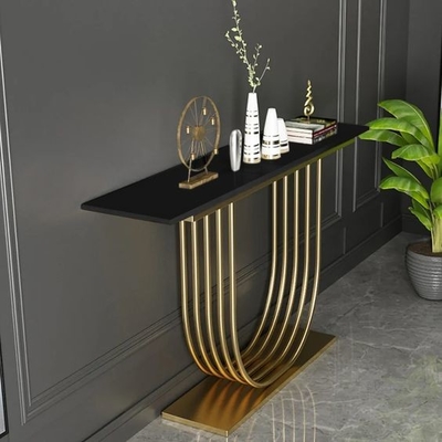 Mesa de entrada de metal Consola de corredor Multipurpose Top de mármore de ouro ornamentado