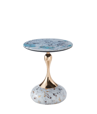 Elegante mesa lateral com mesa de café de base metálica