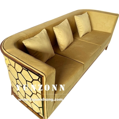 Sofá de luxo de aço inoxidável de ouro moderno conjunto de móveis sala de estar Sofá de tecido de veludo verde