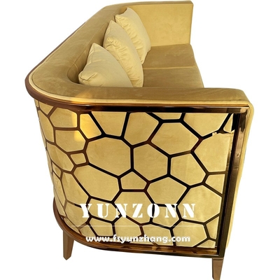 Sofá de luxo de aço inoxidável de ouro moderno conjunto de móveis sala de estar Sofá de tecido de veludo verde