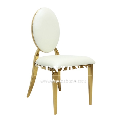 Recepção do hotel Cadeira de metal em aço inoxidável T-Gold Banquetes empilháveis Assentos de almofada de veludo nórdico Cadeiras de casamento
