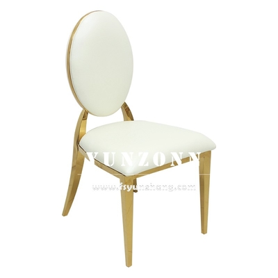 Recepção do hotel Cadeira de metal em aço inoxidável T-Gold Banquetes empilháveis Assentos de almofada de veludo nórdico Cadeiras de casamento