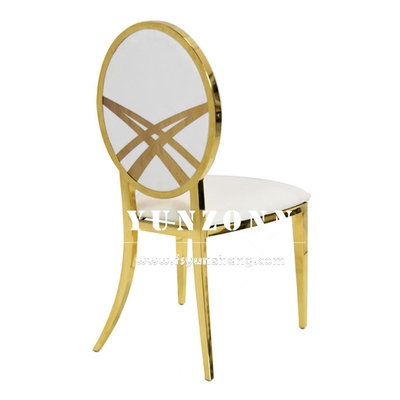 Recepção do hotel Cadeira de metal em aço inoxidável T-Gold Banquetes empilháveis Assentos de almofada de veludo nórdico Cadeiras de casamento