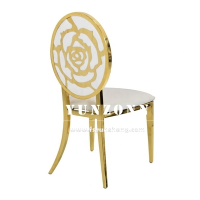 Recepção do hotel Cadeira de metal em aço inoxidável T-Gold Banquetes empilháveis Assentos de almofada de veludo nórdico Cadeiras de casamento