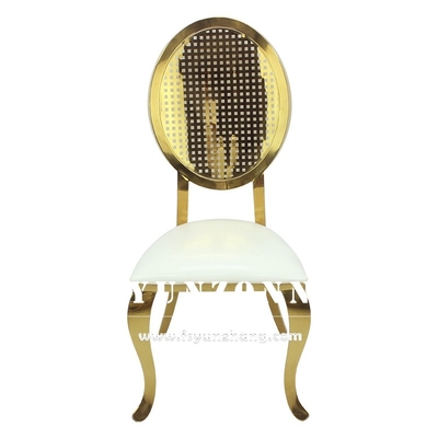 Desenho em empilhadeira Luxury Gold Chair de aço inoxidável para eventos de casamento Aluguel de sala de festas