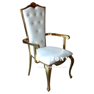 Cadeira de banquete de casamento forte e elegante com moldura dourada para recepção e eventos