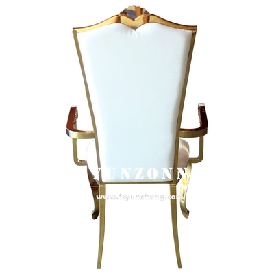 Cadeira de banquete de casamento forte e elegante com moldura dourada para recepção e eventos