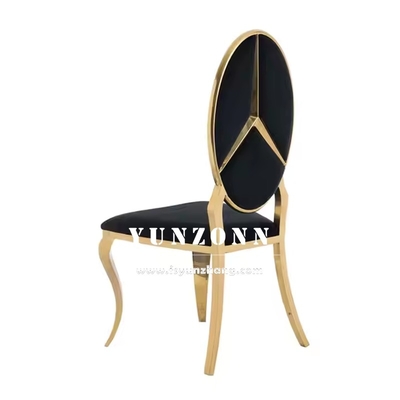 Venda quente Benz Design de luxo Mobiliário de refeição de volta Cadeira de banquete de aço inoxidável de ouro para festa de casamento do hotel