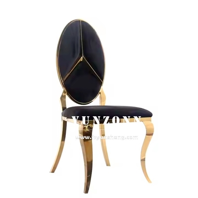 Venda quente Benz Design de luxo Mobiliário de refeição de volta Cadeira de banquete de aço inoxidável de ouro para festa de casamento do hotel