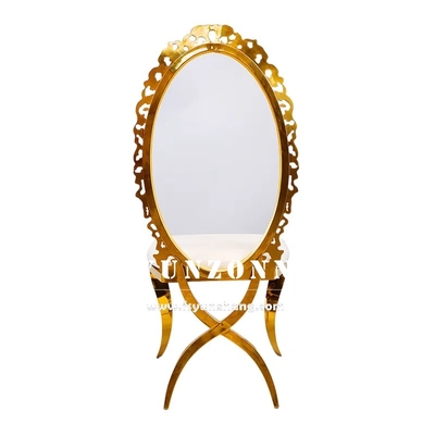 Cadeira de jantar dourada com encosto de girassol em acrílico chique, empilhável, em aço inoxidável, para casamento, hotel, banquete e festa