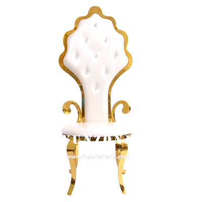 Gráfico de ouro de aço inoxidável Cadeira de noiva e noivo de costas altas Cadeira de trono do rei do casamento