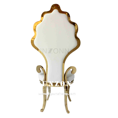 Gráfico de ouro de aço inoxidável Cadeira de noiva e noivo de costas altas Cadeira de trono do rei do casamento