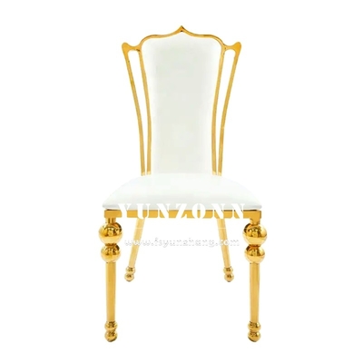 Hotel Restaurante Trono de luxo de ouro cadeira de casamento cadeira de banquete de aço inoxidável de ouro