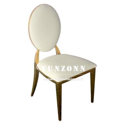 Cadeira de Banquete de Casamento Redonda em Aço Inoxidável Dourado de Luxo para Noivos Sr. e Sra.