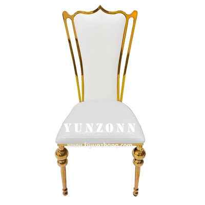 Hotel Restaurante Trono de luxo de ouro cadeira de casamento cadeira de banquete de aço inoxidável de ouro