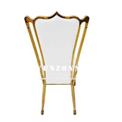 Hotel Restaurante Trono de luxo de ouro cadeira de casamento cadeira de banquete de aço inoxidável de ouro
