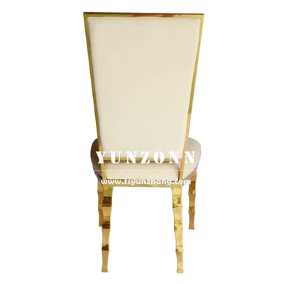 Cadeira de banquete de hotel de forma de bambu única Cadeira de casamento de aço inoxidável de ouro para aluguel de festas