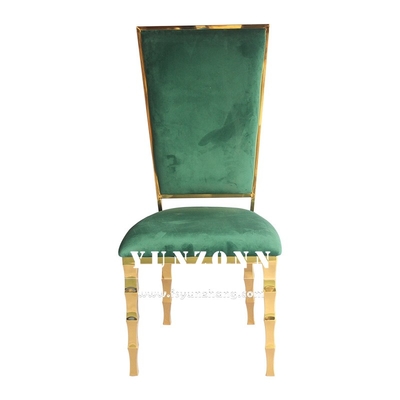 Cadeira de banquete de hotel de forma de bambu única Cadeira de casamento de aço inoxidável de ouro para aluguel de festas