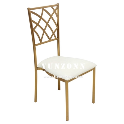 Mobiliário de refeição moderno Cadeira de casamento empilhável Chiavari Cadeira de banquete de aço inoxidável ouro