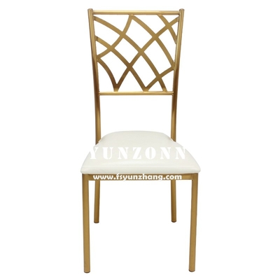 Mobiliário de refeição moderno Cadeira de casamento empilhável Chiavari Cadeira de banquete de aço inoxidável ouro