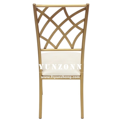 Mobiliário de refeição moderno Cadeira de casamento empilhável Chiavari Cadeira de banquete de aço inoxidável ouro