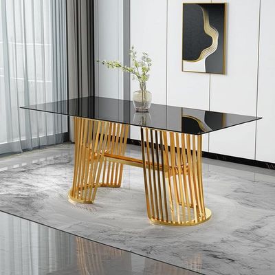 Mobília moderna do hotel com a mesa de jantar de aço do ouro Tabletop de vidro