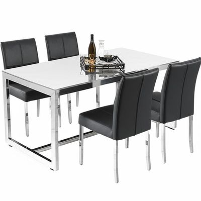 Mobília luxuosa de aço inoxidável da casa da mesa de jantar do retângulo 201