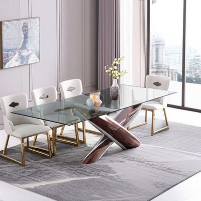 Assentos de vidro retangulares modernos originais da mesa de jantar 8 para a família