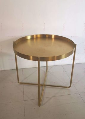 Mesa de centro lateral D60xH50cm 201 da tabela de chá do metal dourado de aço inoxidável