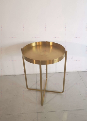 Mesa de centro lateral D60xH50cm 201 da tabela de chá do metal dourado de aço inoxidável