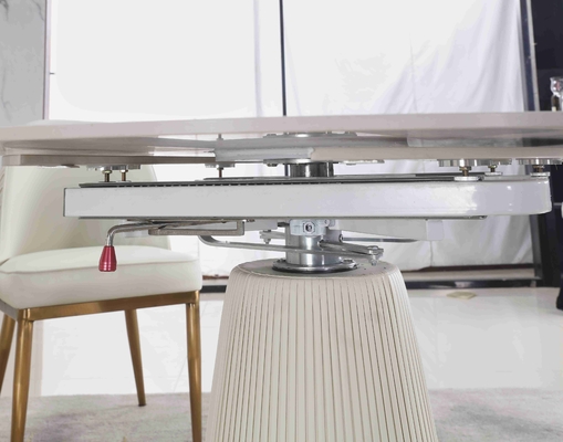 A mesa de jantar telescópica contratante branca telescópica projeta 6 Seater com parte superior de mármore