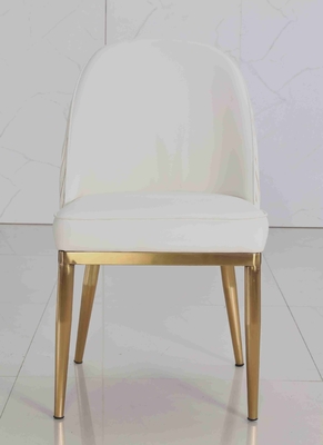 A tela branca de veludo acolchoou do ouro simples da série das cadeiras da sala de jantar o quadro de aço inoxidável