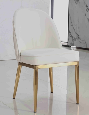 A tela branca de veludo acolchoou do ouro simples da série das cadeiras da sala de jantar o quadro de aço inoxidável