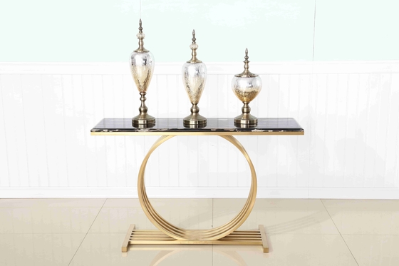 Tabela de console de aço inoxidável superior de mármore luxuosa da sala de visitas do canto do corredor da base decorativa