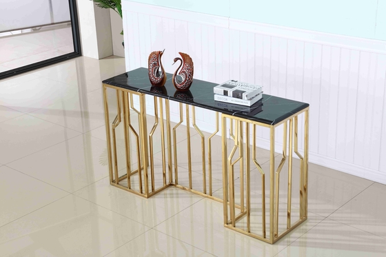 Tabela de console de aço inoxidável superior de mármore luxuosa da sala de visitas do canto do corredor da base decorativa