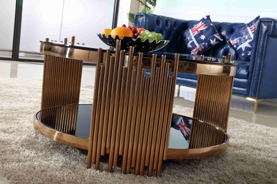 A mesa de centro à moda luxuosa moderna do círculo do ouro da tabela de chá ajustou a mobília da sala de visitas